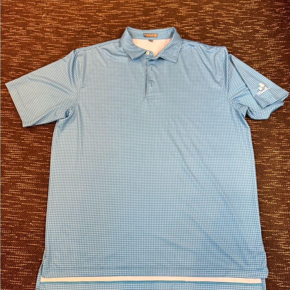 Peter Millar Light Blue Checkered Polo Shirt